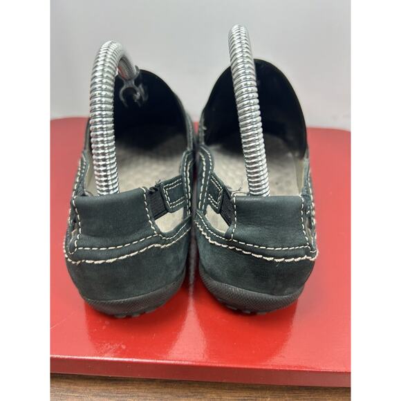 Clarks Collection Womens Loafers Shoes Sandles Size 4.5 black with‎ Beige Stitch - Picture 6 of 10